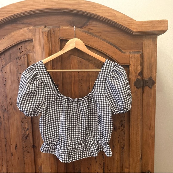 Stitch & Pine Tops - Gingham Puff Sleeve Blouse